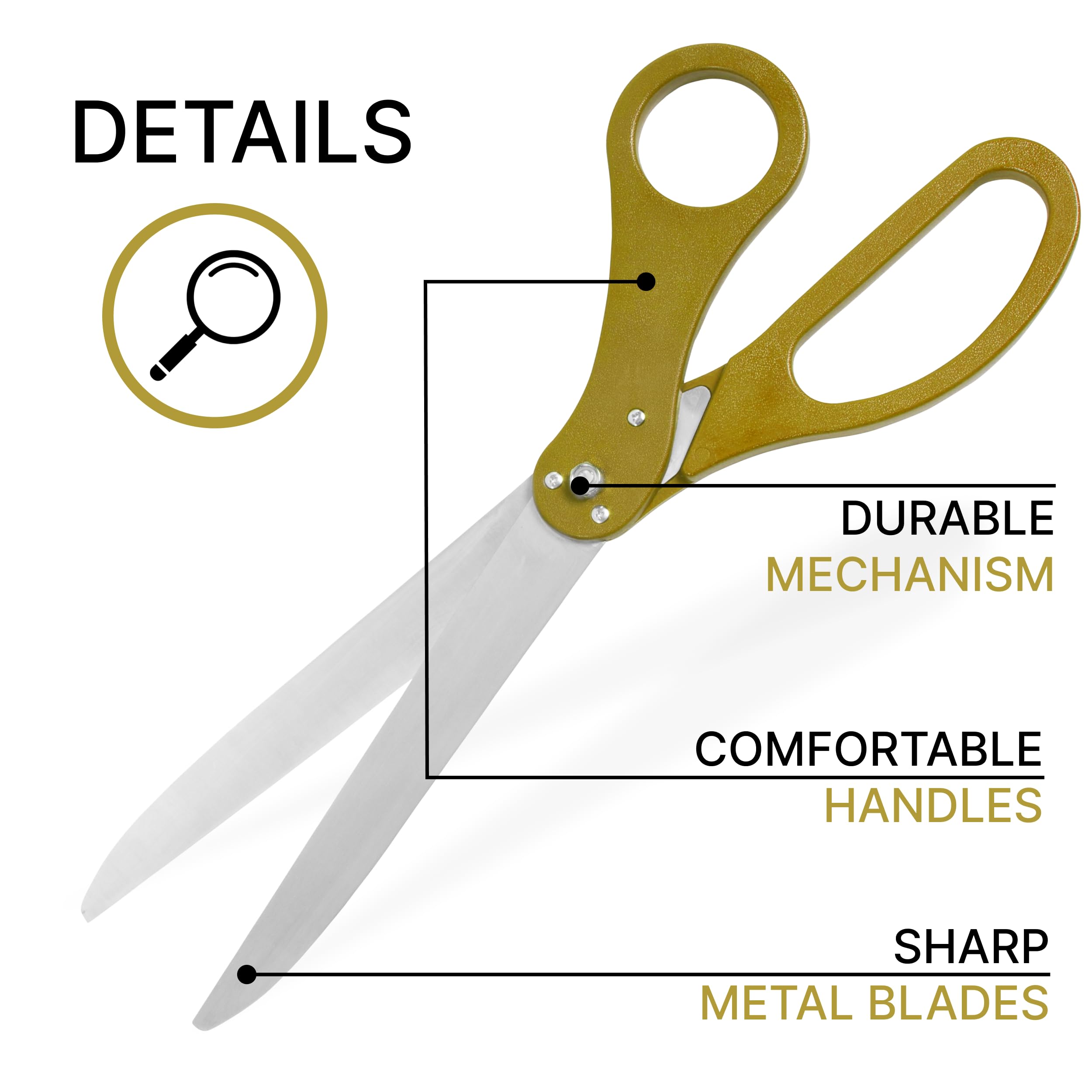 25" Gold Scissors for Grand Opening – Large Heavy Duty Scissors 25 Inch Giant Scissors for Ribbon Cutting Ceremony Gold Giants Ribbon Cutting Scissors for Special Events Inaugurations and Ceremonies