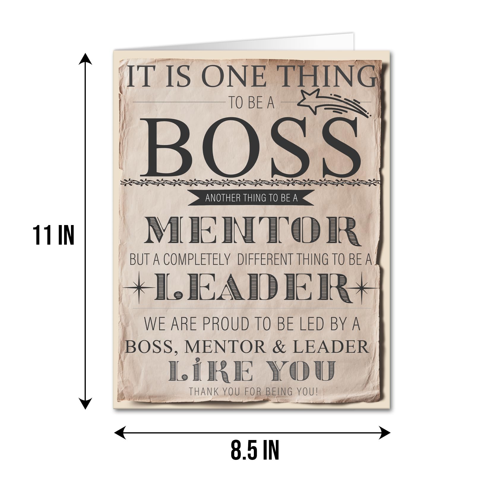 Qiliji Retro Boss Birthday Card for Men Women, Funny Bosses Day Gift, Big Boss's Day Card, Jumbo Boss Birthday Card, Appreciation Card for Boss Leader Mentor, Thank You for Being You