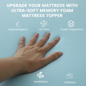 Simple&Opulence 2 Inch Memory Foam Mattress Topper, Cooling Gel Infused Mattress Pad for Back Pain Relief，Ventilated and Breathable - Queen Size