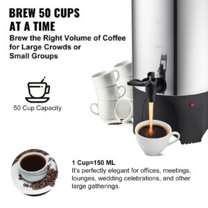 VEVOR Coffee Urn 50Cups/7.5qt, Coffee Maker Urn 1000W,Large Coffee Dispenser with Detachable Power Cord