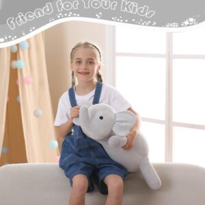 Wepop Weighted Stuffed Animals, 24in Giant Weighted Elephant Plush Toys, 4.2lb Cute Soft Plushie Throw Pillows, Birthday for Kids (Gray)