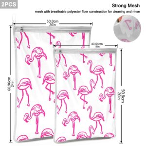 Flamingo Pink Laundry Bags Mesh Wash Bags Set of 2 Delicates Bag for Washing Machine Mesh Laundry Bag for Bra Shoe Lingerie Travel Laundry Dorm Room Essentials