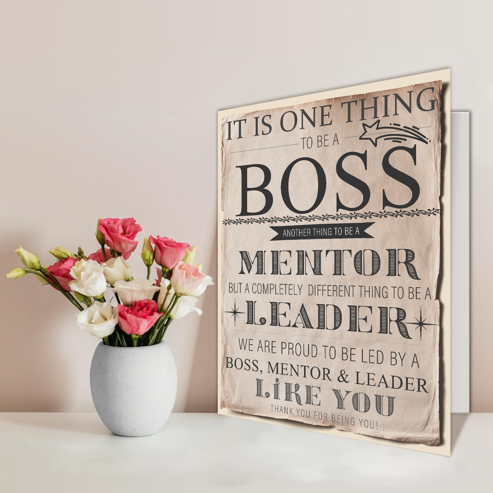 Qiliji Retro Boss Birthday Card for Men Women, Funny Bosses Day Gift, Big Boss's Day Card, Jumbo Boss Birthday Card, Appreciation Card for Boss Leader Mentor, Thank You for Being You