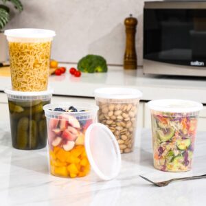 AOZITA 20 Sets 32 oz Plastic Deli Food Containers With Lids, Airtight Food Storage Containers, Freezer/Dishwasher/Microwave Safe, Soup Containers For Takeout Meal Prep Storage