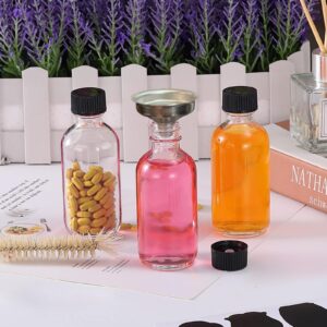 12 Pack 2 oz Glass Bottles with Lids & 2 Funnels, Glass Shot Jar, Small Glass Containers with Lids, Spice Jars, Juice Bottles, Mini Travel Bottles, 60ml Sample Bottles for Potion, Ginger Shots, Oils