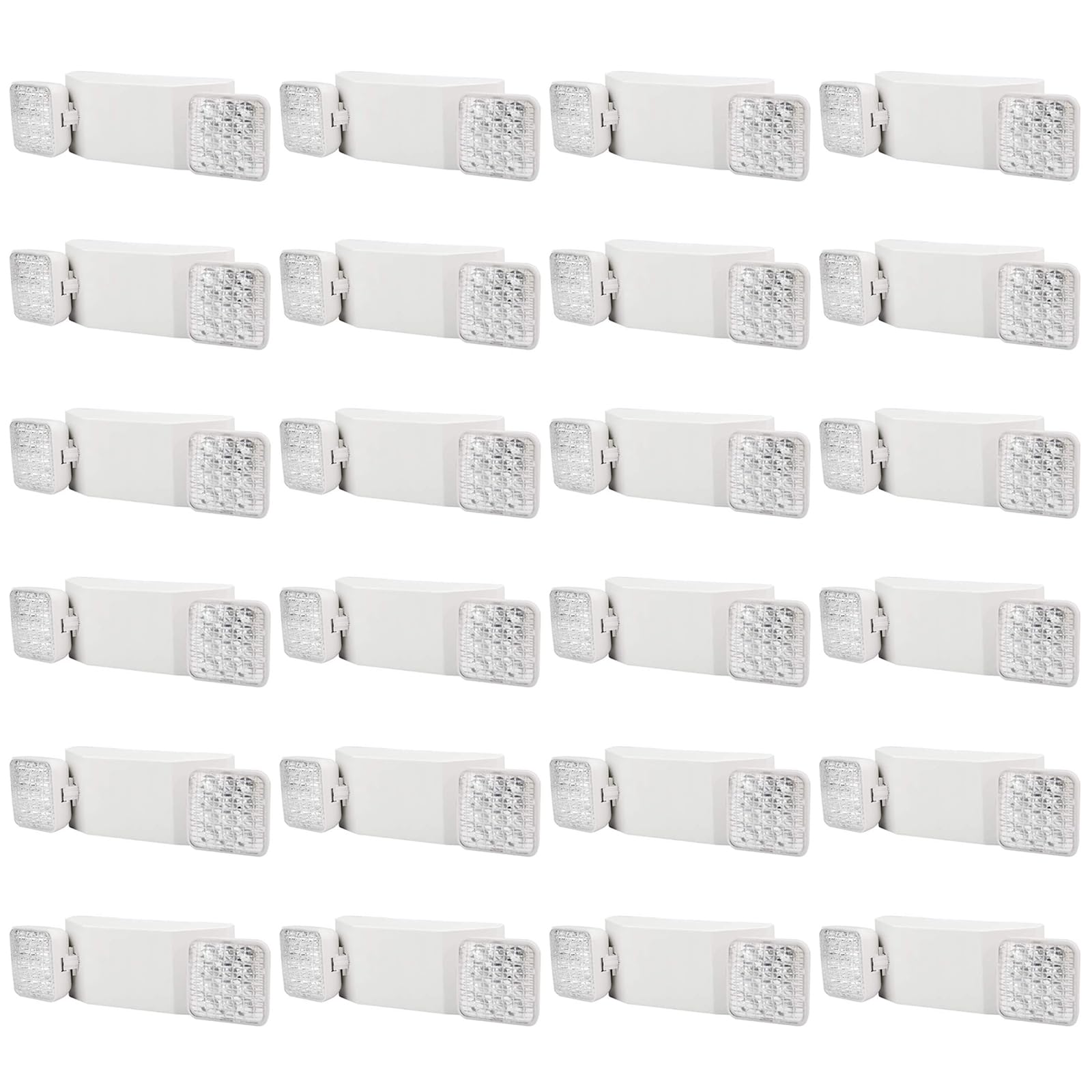 Pendtlit Commercial Emergency Light, UL Certified, White Emergency Light Fixture with 2 LED Square Heads Adjustable & Backup Batteries Exit Lighting (24 Pack)