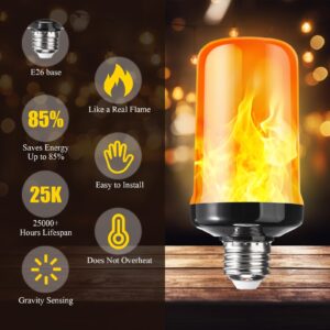 VIHOSE 12 Pcs 4 Modes LED Flame Light Bulbs Flickering Light Bulbs Christmas Fire Light Bulb E26 Base Flame Light for Outdoor Lights Christmas Party Indoor Church Bar Home Decor (Yellow)