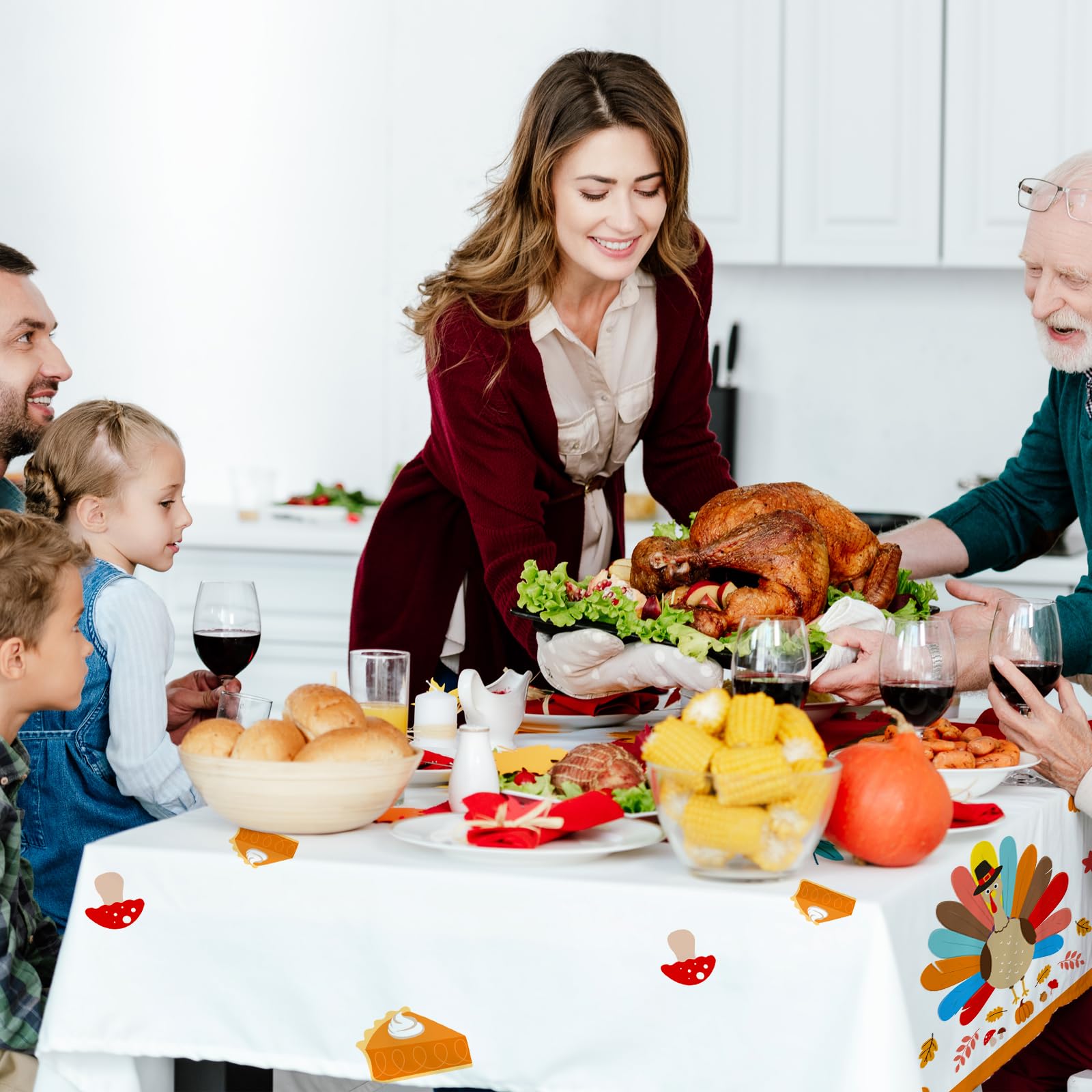 Gatherfun Turkey Thanksgiving Party Supplies - 3 Pack Disposable Plastic Tablecloth, 54”x108” Table Cover Ideal for Autumn and Thanksgiving Party Decorations