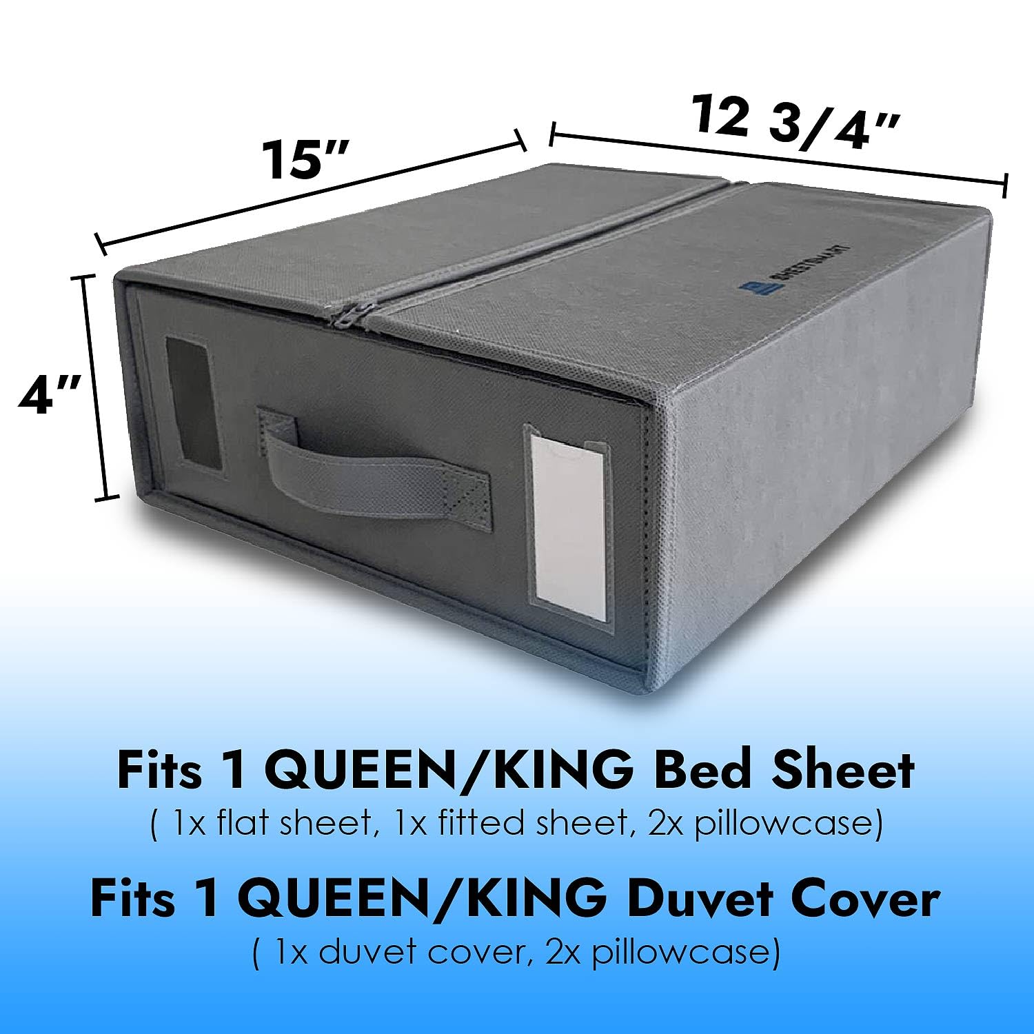 SheetSmart Bed Sheet Organizers and Storage Box for Duvet Cover Set, Clothings, Foldable Linen Closet Organizer for Bedding, Towels, and Blankets