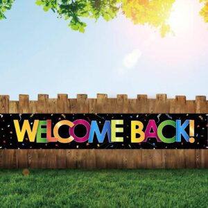 INNORU Large Welcome Back Backdrop Banner, Farewell Party Lawn Sign Banner, Welcome Back Yard Garden Banner, Retirement Party Indoor Outdoor Decor Supplies 9.8 * 1.6ft