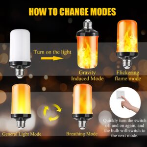 VIHOSE 12 Pcs 4 Modes LED Flame Light Bulbs Flickering Light Bulbs Christmas Fire Light Bulb E26 Base Flame Light for Outdoor Lights Christmas Party Indoor Church Bar Home Decor (Yellow)