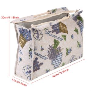 AUNMAS Exquisite Wood Handle Fabric, Knitting Basket Knitting Bag Storage Bag for Knitting Needles Sewing Tools (Flower)