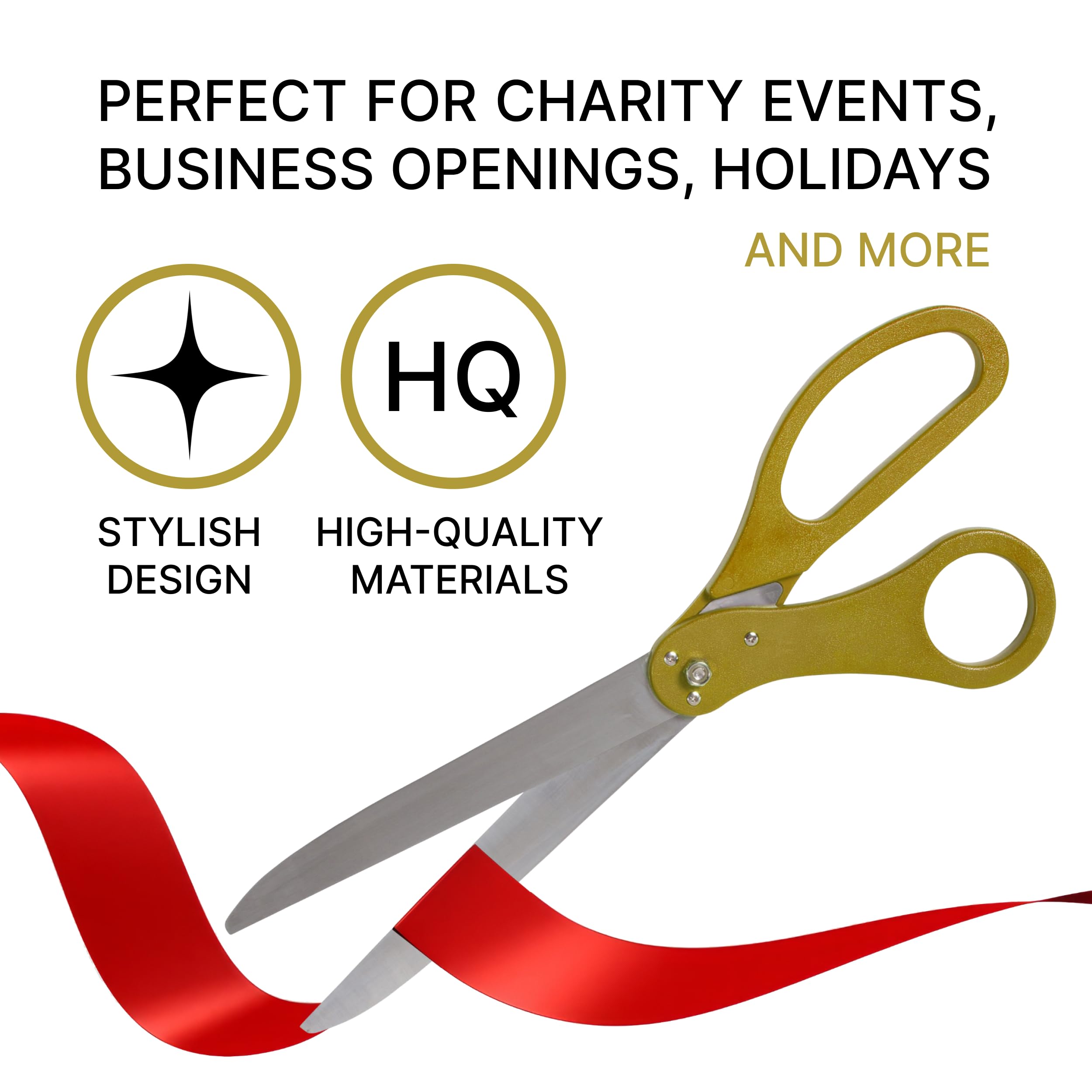 25" Gold Scissors for Grand Opening – Large Heavy Duty Scissors 25 Inch Giant Scissors for Ribbon Cutting Ceremony Gold Giants Ribbon Cutting Scissors for Special Events Inaugurations and Ceremonies