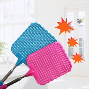 AMONIDA 9PCS Plastic Fly Swatter Multi Pack Mini Fly Swatter with Retractable Stainless Steel Rod Fly Swatter for Indoors Retractable Fly Racket for Home Office Dormitory Camping