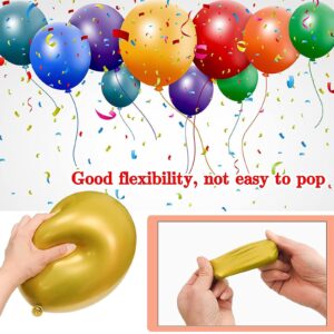 Black and Gold Balloons Kit, 12 Inches Metallic Gold Balloons Confetti Balloon and Black Balloons with Ribbon for Birthday Graduation New Year Decorations.50Pcs