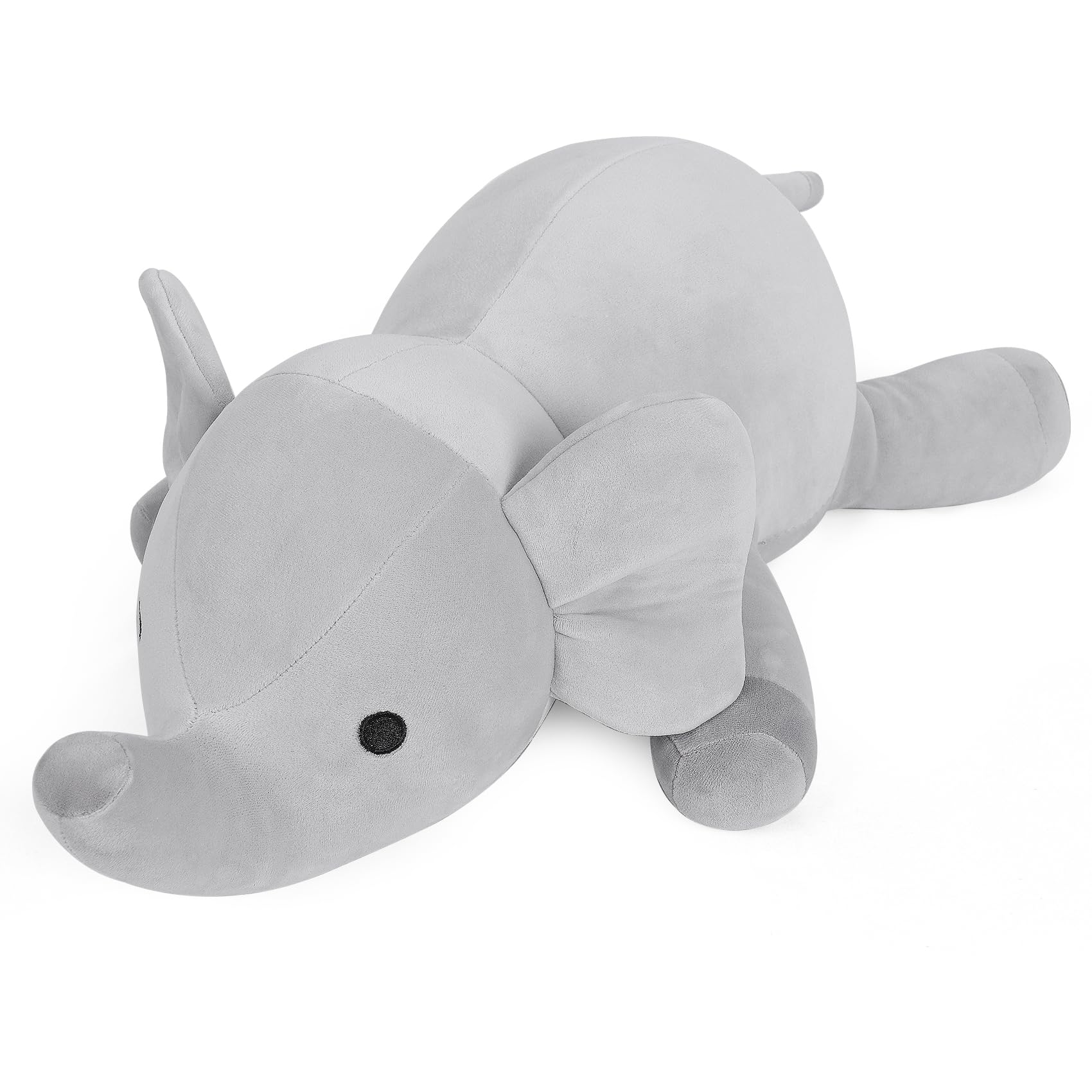 Wepop Weighted Stuffed Animals, 24in Giant Weighted Elephant Plush Toys, 4.2lb Cute Soft Plushie Throw Pillows, Birthday for Kids (Gray)