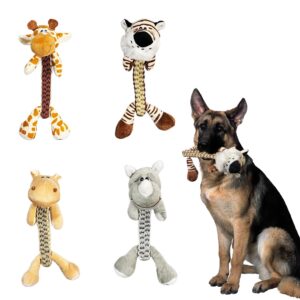 hydrodogz [4 pack zoo pals rope toys animal assortment bundle for small medium and large dogs, interactive puppy teething durable thick chew toys for aggressive chewers