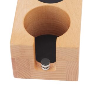 Wood Coffee Filter Tamper Holder with Mat, 5 Hole Espresso Tamping Station Wooden Espresso Tamper Mat Stand (S)