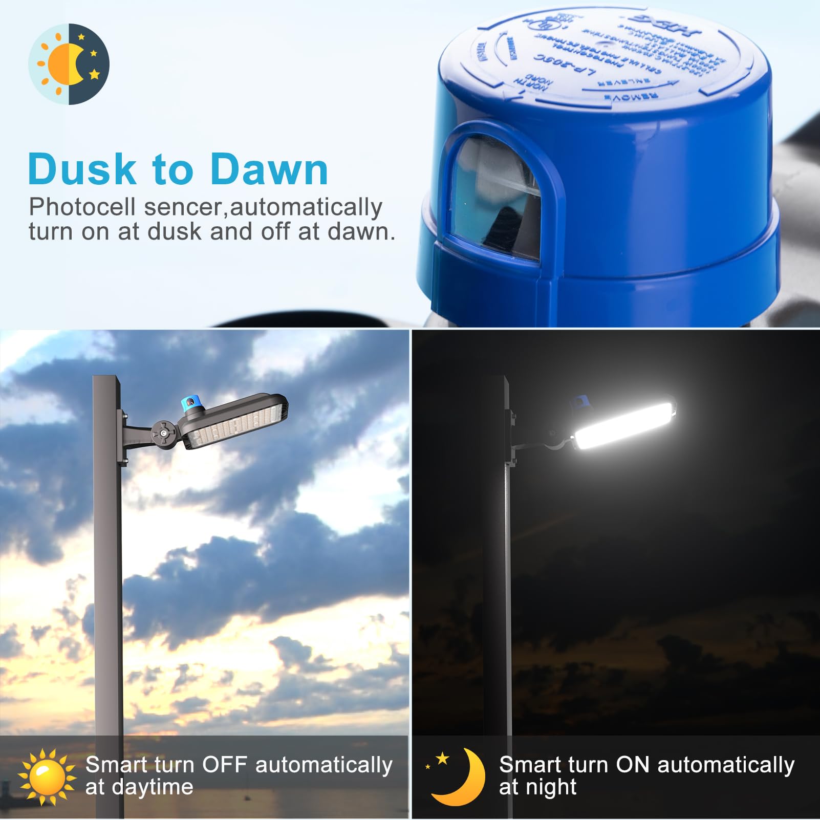 240W(240x1W) LED Parking Lot Lights 36000Lm 5000K Adjustable Arm Mount LED Pole Lights Outdoor with Dusk to Dawn for Outdoor Parking Lot-4Pack (Coverage: 66~88Ft at Height:30~40Ft)