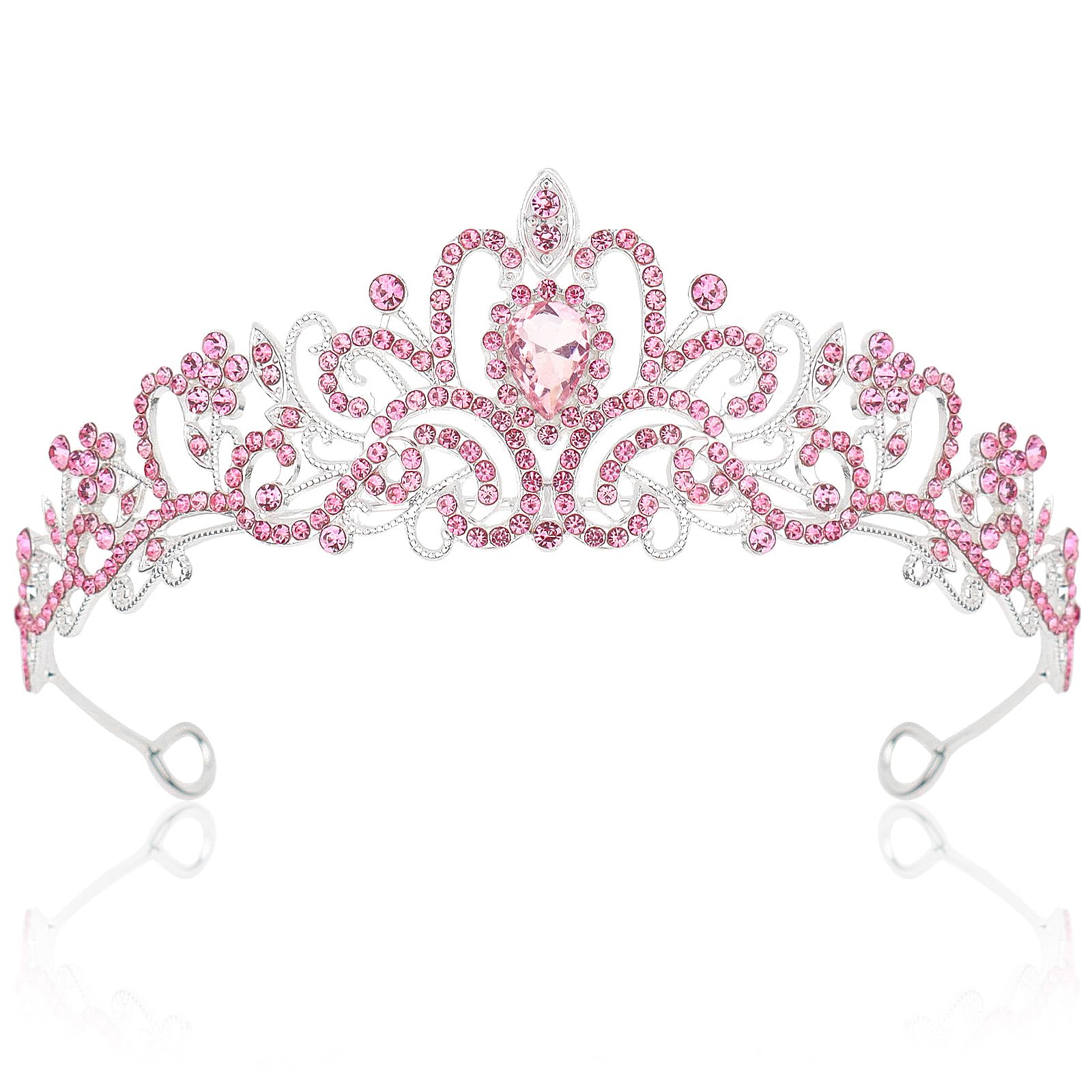 CIEHER Pink Tiara Princess Crown Queen Crown Crystal Crowns for Women Crown for Birthday Prom Party Halloween Costume Cosplay, Princess Party Decorations