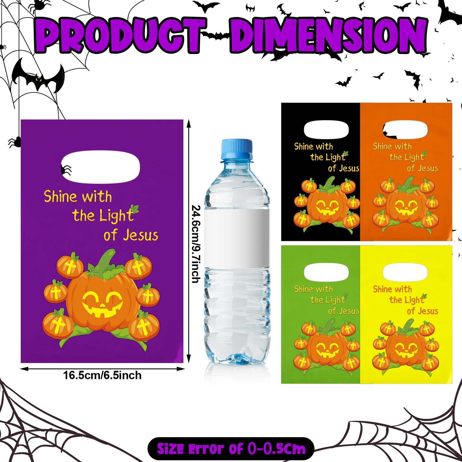 300 Pcs Halloween Religious Pumpkin Candy Bags for Kids Bulk Christian Jesus Bible Gift Goody Bags Halloween Trick or Treat Bags for Halloween Party Favor