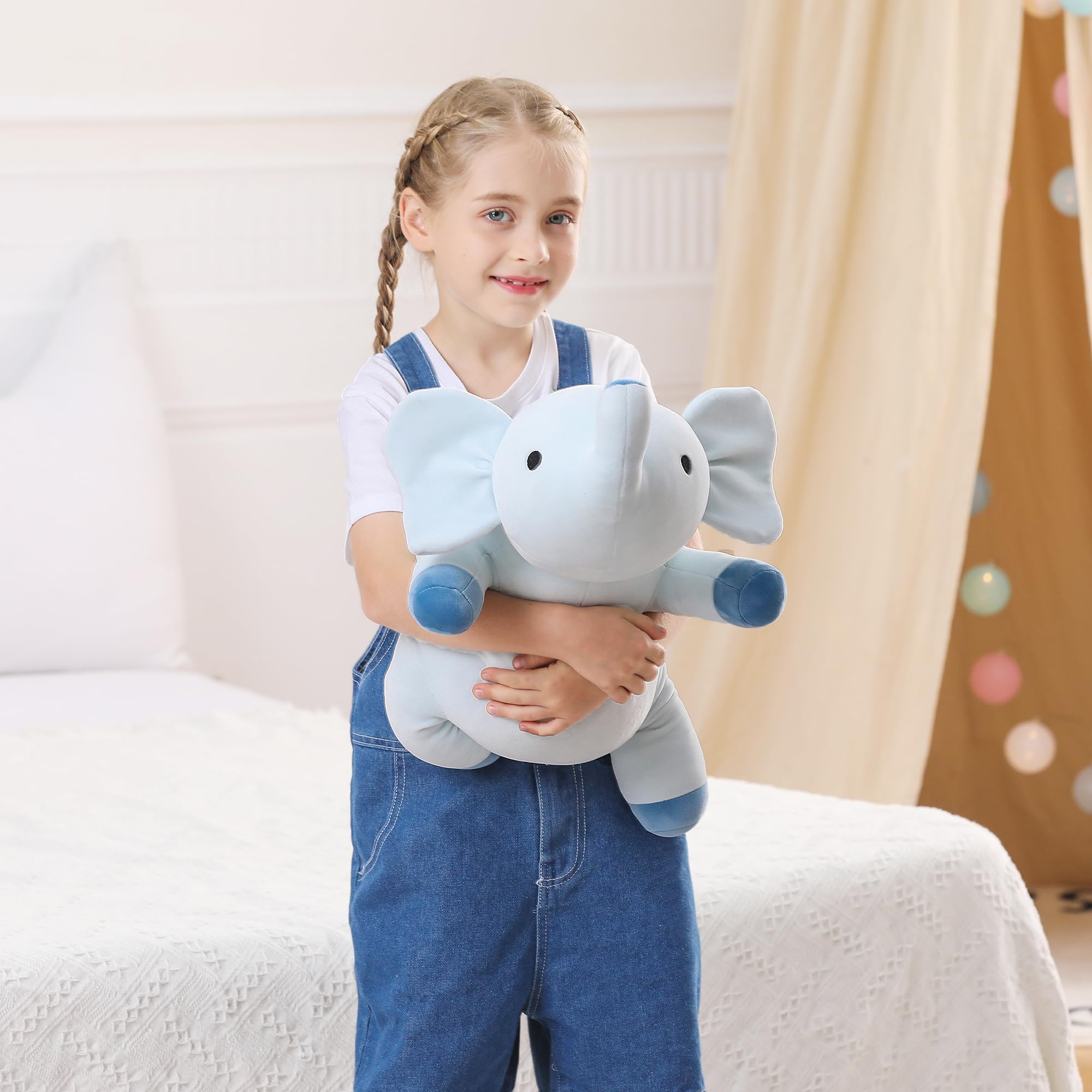 WeBingo 24" | 4.2 Pounds Blue Elephant Weighted Stuffed Animals - Cute Weighted Plush Toy Comfort Weighted Plush Pillow Gifts for Kids & Adults (24" | 4.2 lbs, Blue Elephant)