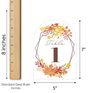 Big Dot of Happiness Fall Foliage Bride - Autumn Leaves Bridal Shower and Wedding Party Double-Sided 5 x 7 inches Cards - Table Numbers - 1-20