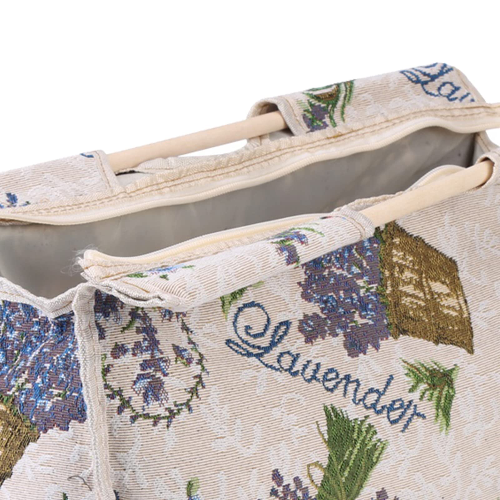 AUNMAS Exquisite Wood Handle Fabric, Knitting Basket Knitting Bag Storage Bag for Knitting Needles Sewing Tools (Flower)