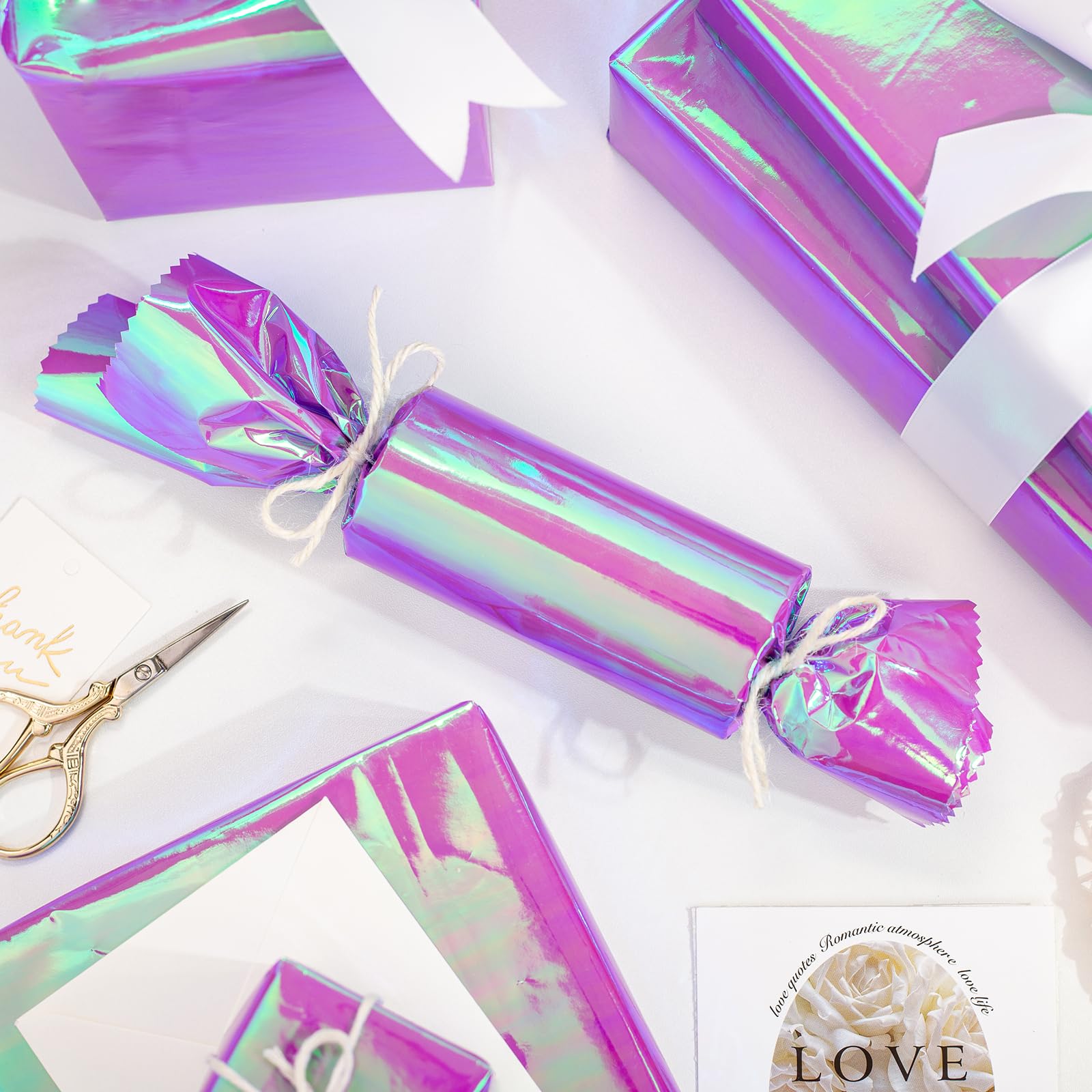 Homeral Iridescent Wrapping Paper Roll-46.8 sq.ft. Ombre Foil Purple for Halloween, Bridal Shower, Birthday, Christmas, Wedding, Party-17inch x 32.8ft