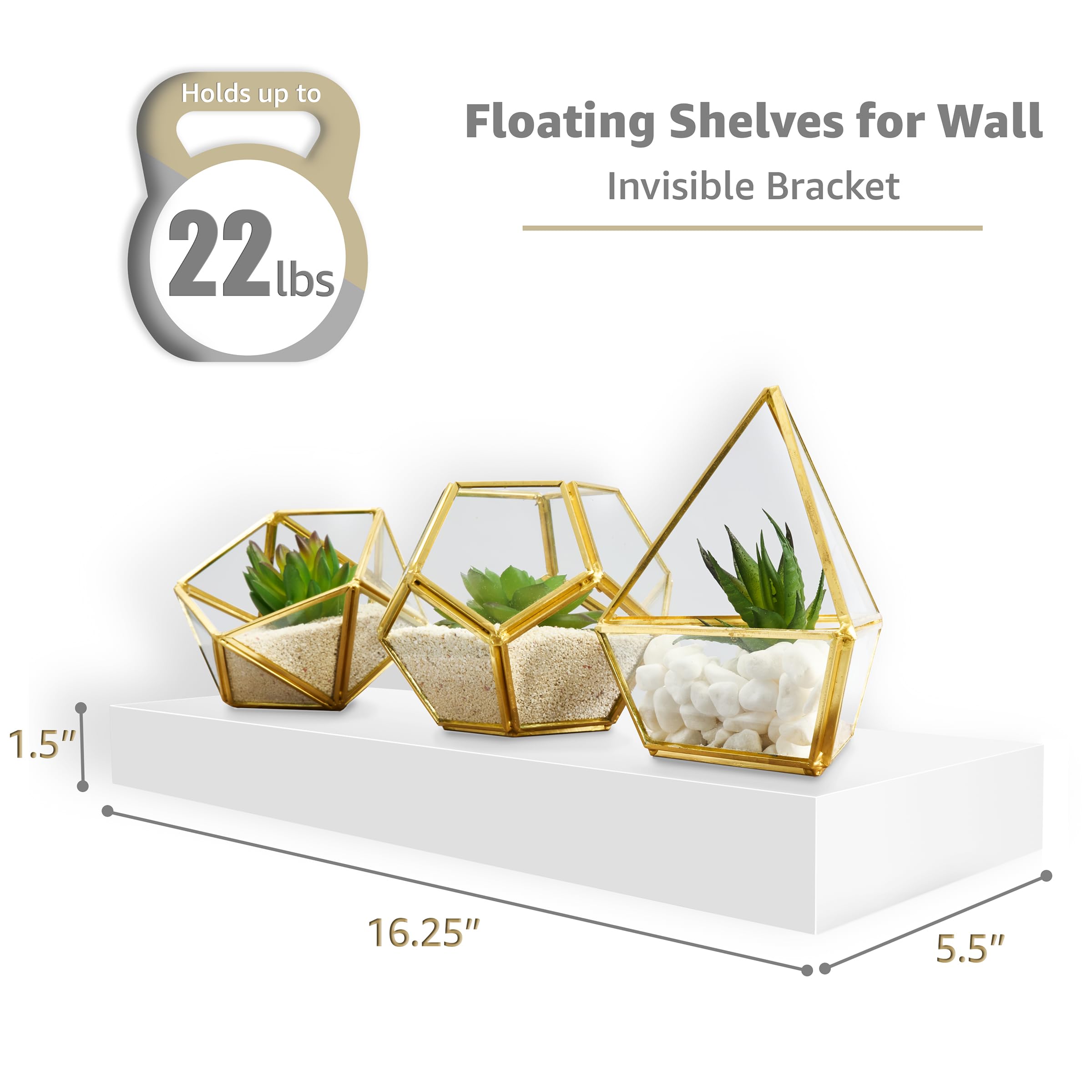 Sorbus Floating Shelves Bundle - Rectangular and Square Sets - 6 Floating Shleves - Hanging Wall Shelves for Home Decor, Photo Frames, & Trophy Display