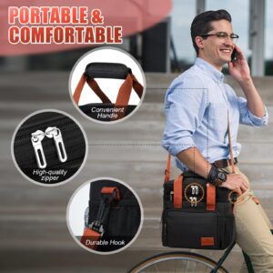 BECOJADDE Lunch Bag for Men and Women, Expandable Insulated Lunch Box Soft Cooler with Shoulder Strap for Work Travel Picnic (15L, Black+Brown)