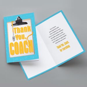 Designer Greetings Special Thoughts, Thank You, Coach Greeting Card, Clipboard and Silver Foil Design (6 Cards with Envelopes) – Perfect for any sport!