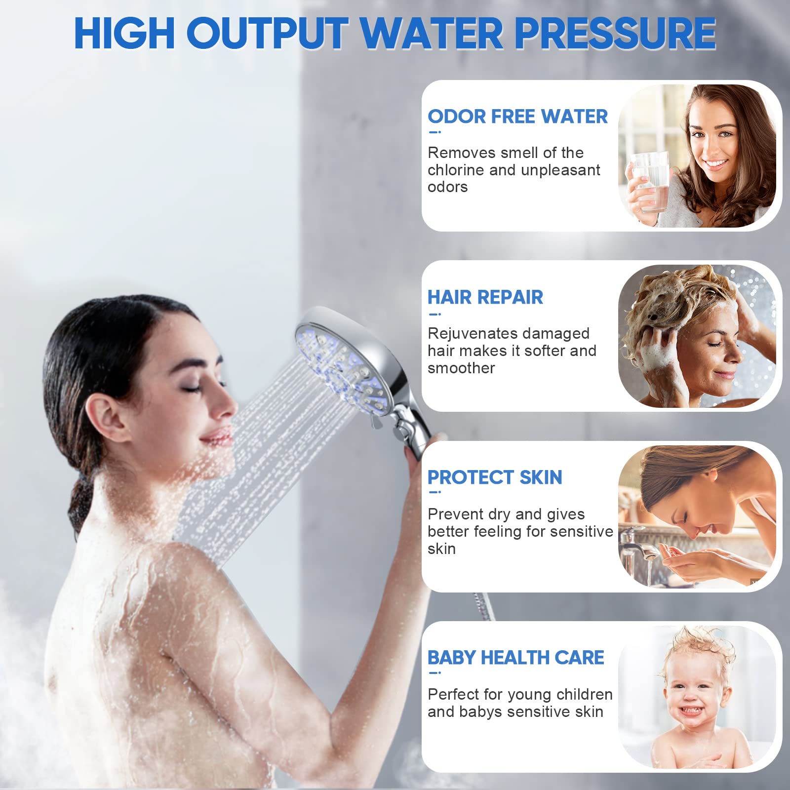 High Pressure 10-mode Detachable Shower Head & 6 Pack Replacement Shower Filter