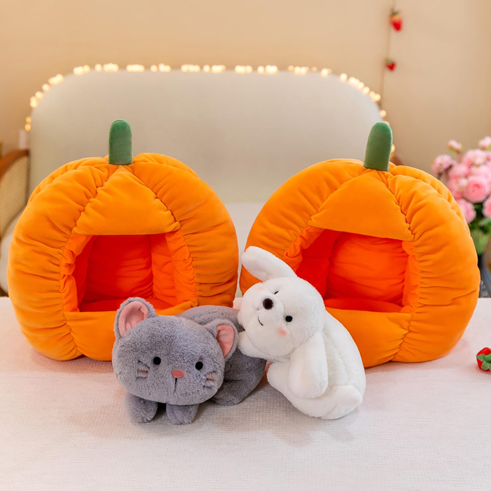 Keludu Halloween Plush Pillow Pumpkin with Dog - Creative Design | Soft Stuffed Animal