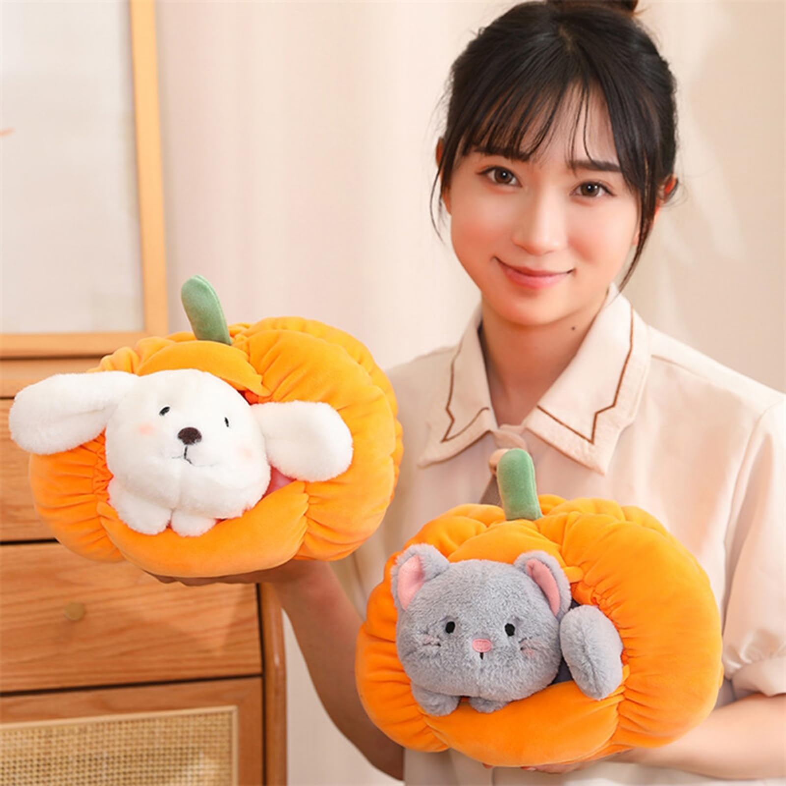 Keludu Halloween Plush Pillow Pumpkin with Dog - Creative Design | Soft Stuffed Animal