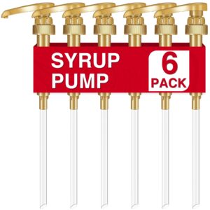 voisen coffee syrup pumps, 6 pack gold torani syrup pump, skinny syrup pump for 750ml 25.4oz syrup bottle, syrup pump dispenser for kitchen dinning coffee bar drinking mixes,davinci,jordans