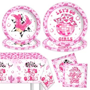 cowgirl party decorations-lets go girls plates and napkins kit hot pink bachelorette party supplies disco western cowgirl tableware set for birthday,bridal shower