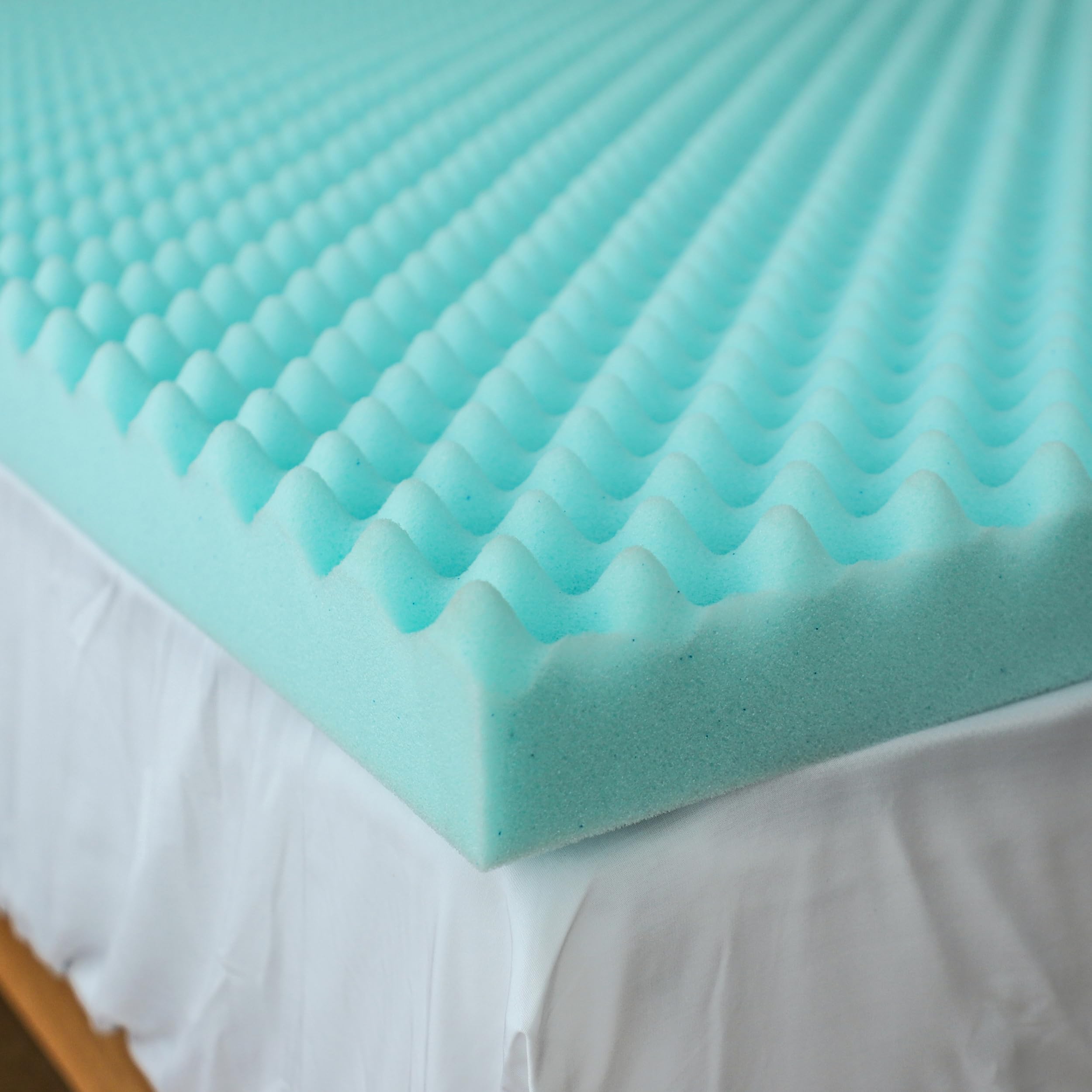 Simple&Opulence 3 Inch Egg Crate Memory Foam Mattress Topper, Cooling Gel Mattress Pad, Convoluted Foam for Promote Airflow and Relieve Pressure Points, CertiPUR-US Certified - Full Size