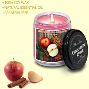 AharHora Cinnamon Apple Scented Candle, 7.2oz Jar Candle Gifts for Women Men, Fall Autumn Candles for Home Scented, Soy Wax Candle Last Over 50 Hours, Unique Gift for Friend Family Coworker