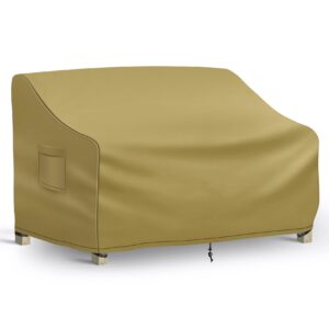 richwon patio loveseat cover waterproof, 2-seater outdoor loveseat cover, patio furniture covers with air vent and handles, 60w x 34d x 30h inches, khaki