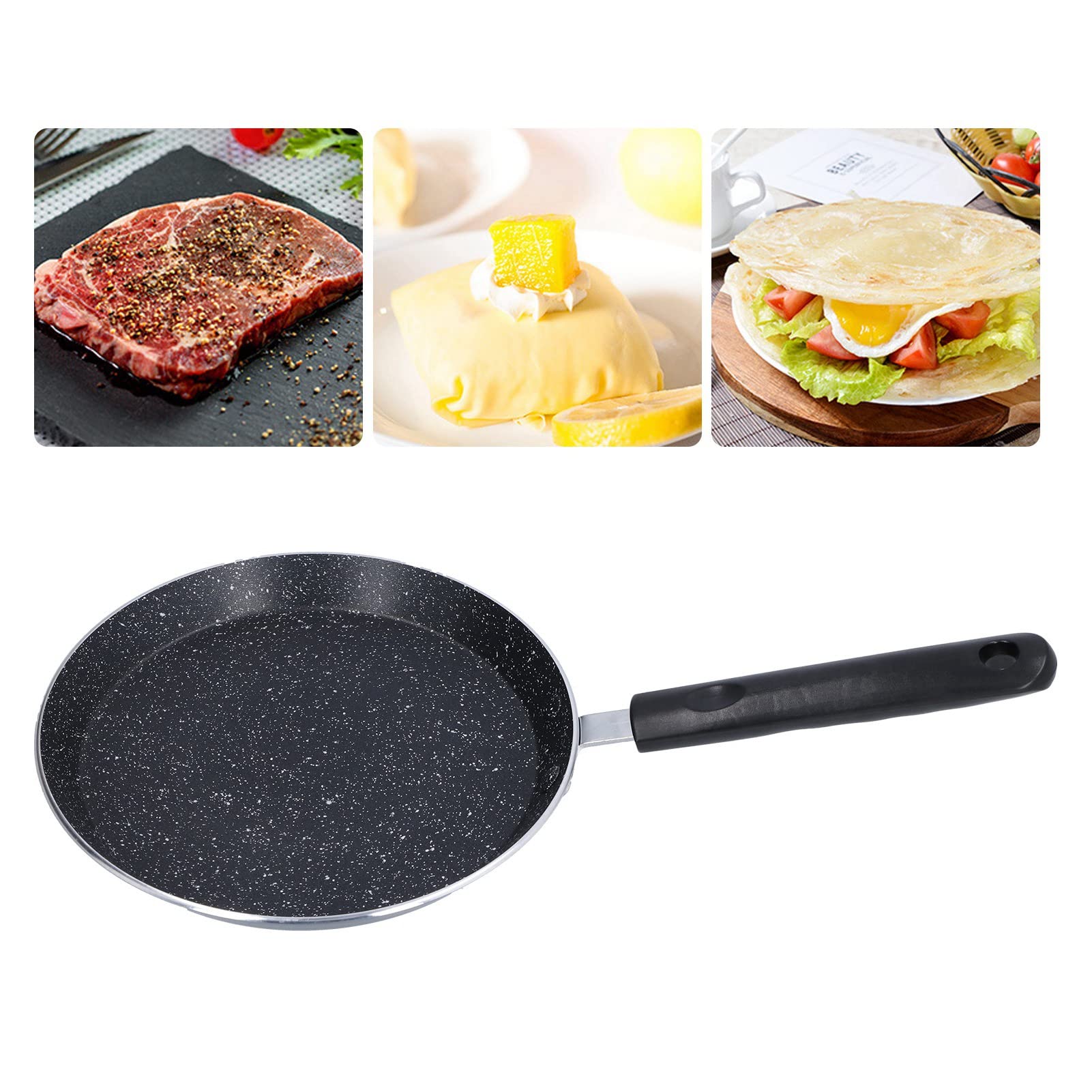 QANYEGN 6 Inch Flat Skillet, Induction Non Stick, Omelee Pan for Camping Indoor and Outdoor Cooking (Black)