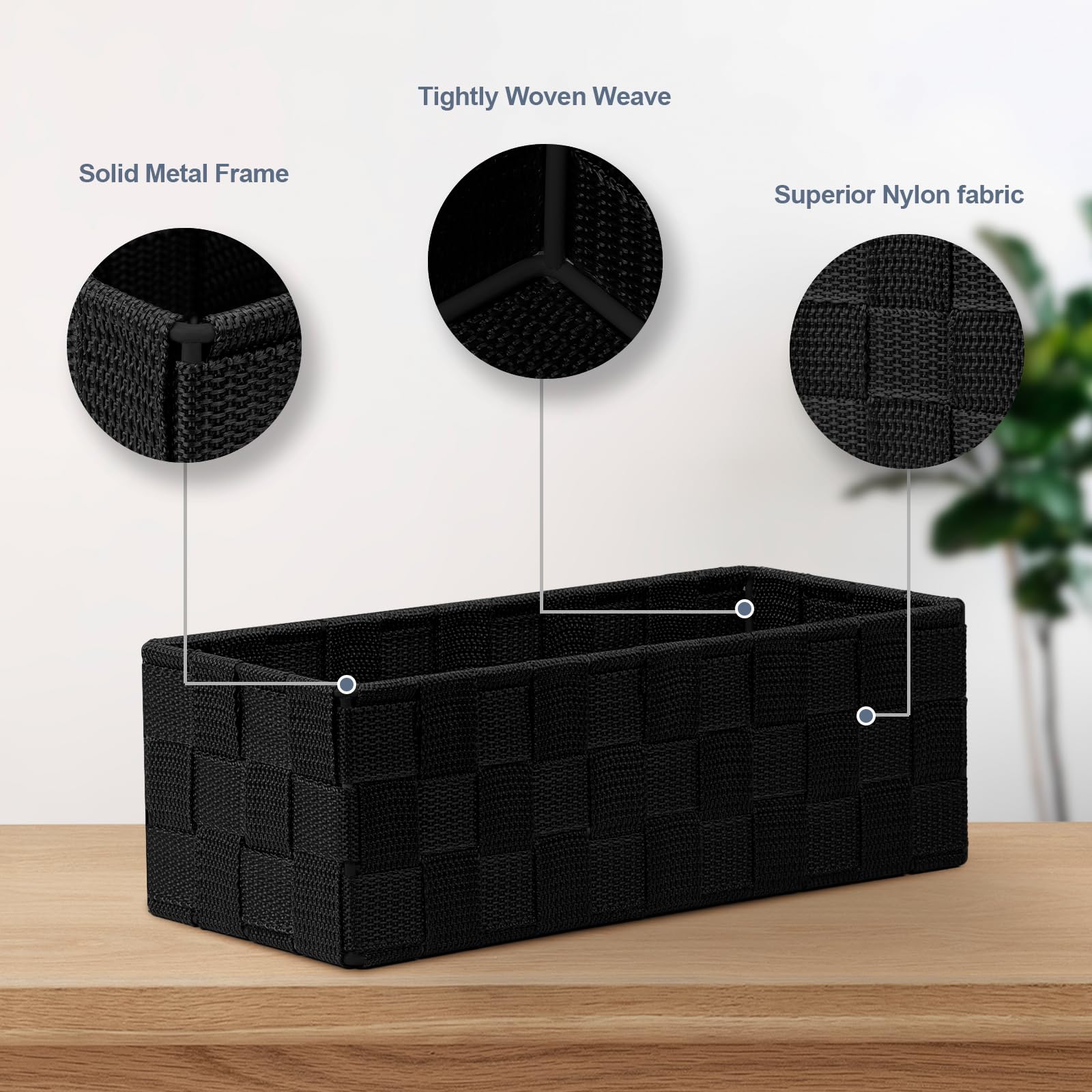 Bellzacasa Woven Baskets for Storage (Set of 9), Storage Baskets for Organizing, Baskets Cube Bin Container Baskets Storage Boxes Organizers for Drawer, Shelves, Closet, Bathroom (9 Piece - Black)