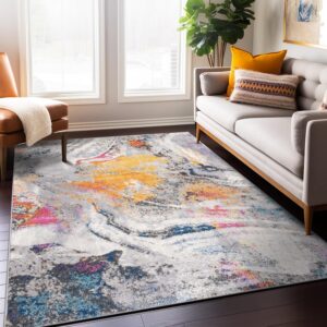 Rugshop Distressed Contemporary Abstract Watercolor Stain Resistant Soft Area Rug 5' x 7' Multi