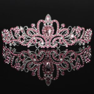 CIEHER Pink Tiara Princess Crown Queen Crown Crystal Crowns for Women Crown for Birthday Prom Party Halloween Costume Cosplay, Princess Party Decorations