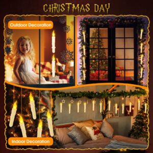 Qmioti Floating Candles with Wand Timer Remote Control - 12 Pack Flickering Warm Light LED Candle, Halloween Decorations for Indoor Outdoor Home Room, Party, Birthday, Wedding (White)