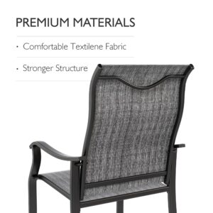 UDPATIO Patio Chairs Set of 2, Outdoor Dining Chairs High Back with All Weather Breathable Textilene, Metal Frame for Lawn Garden Backyard Deck, Dark Grey