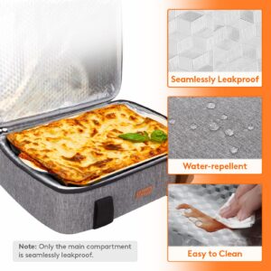 Lifewit Insulated Casserole Carrier for Hot or Cold Food, Casserole Dish Carrying Case, Lasagna Holder for Potluck Parties/Picnic/Cookouts, Fits 9"x13" Baking Dish, Grey