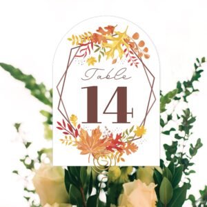 Big Dot of Happiness Fall Foliage Bride - Autumn Leaves Bridal Shower and Wedding Party Double-Sided 5 x 7 inches Cards - Table Numbers - 1-20