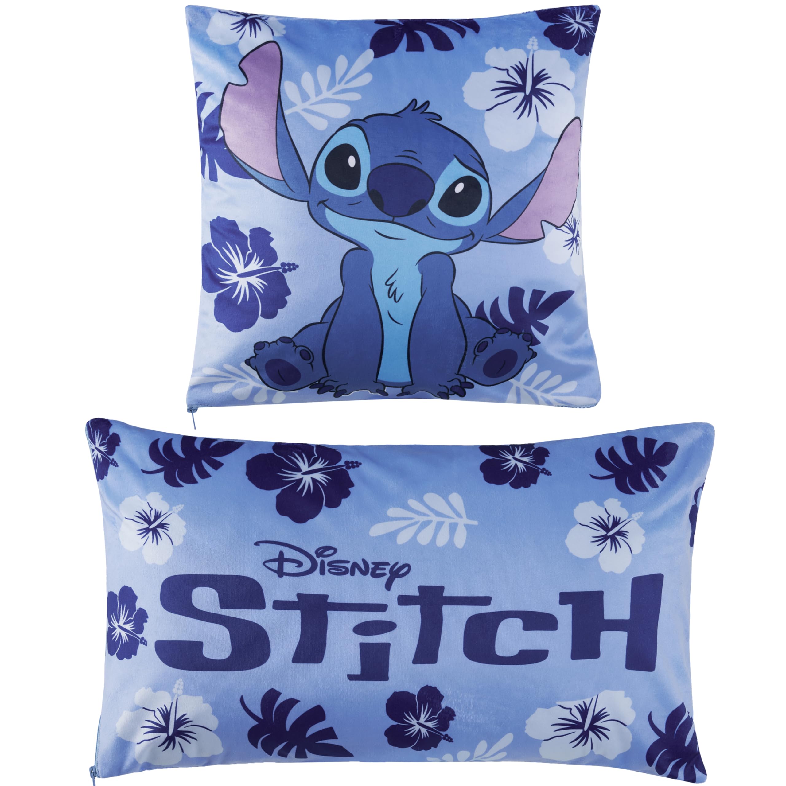 Disney Stitch Cushion Covers - Set of 2 Home Decor 50 x 30cm and 35 x 35cm Women Teenagers Kids Cushions - Stitch Gifts (Blue Stitch)