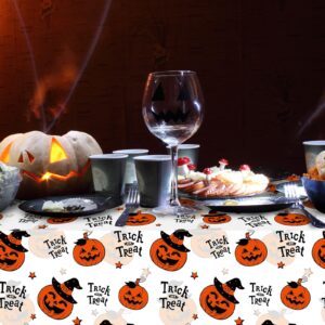 3 Pack Halloween Plastic Tablecloth Decorations, Trick or Treat Halloween Disposable Table Cloth, Halloween Pumpkin Rectangle Table Cover for Kids Indoor Halloween Party Decorations, 54 x 108 Inch